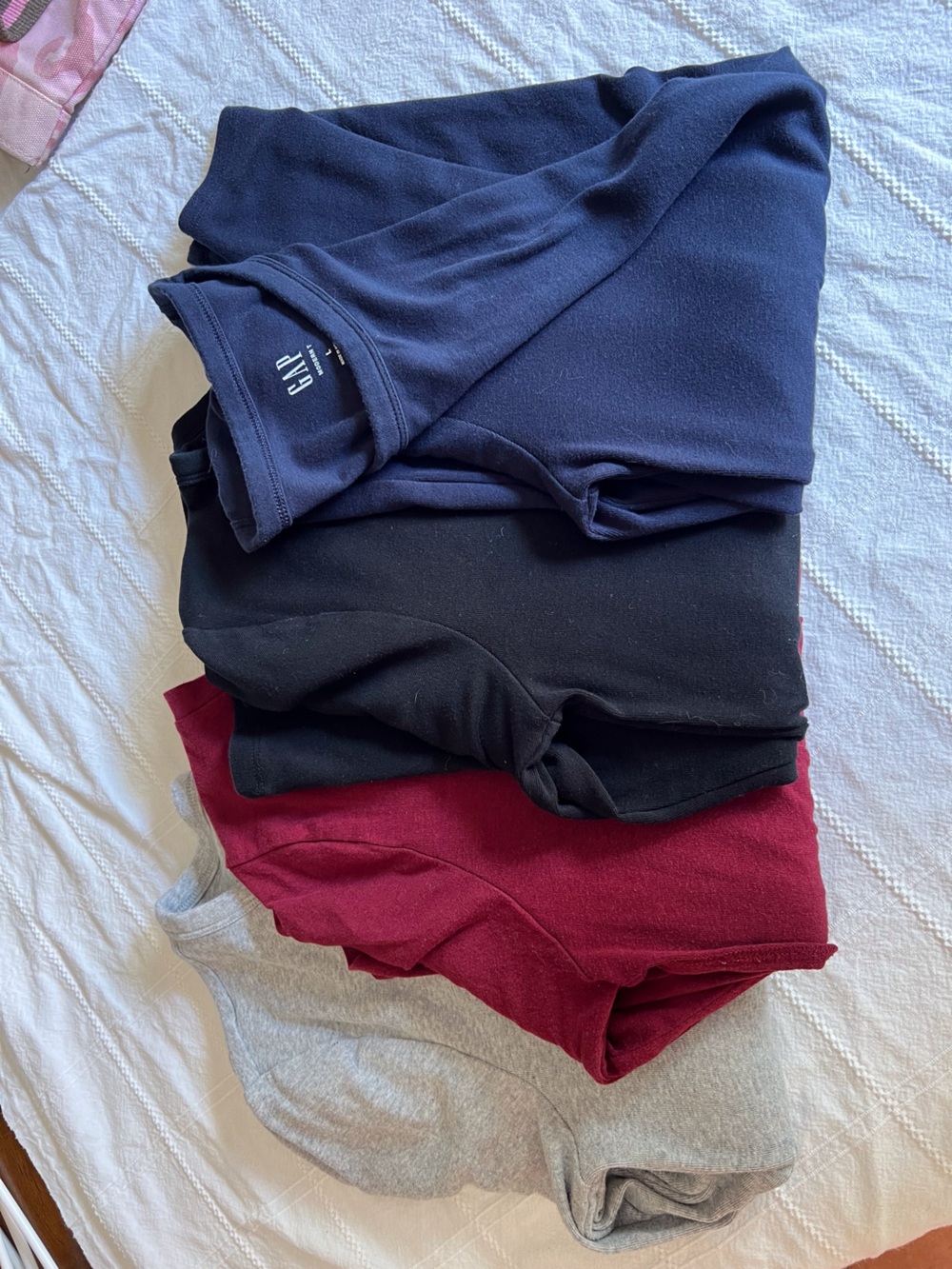 GAP Long Sleeve Tees in Navy, Black, Burgundy & Light Gray